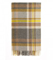 Plaid Laine Mérinos Ecossais Jaune et Gris - 140 X185 cm